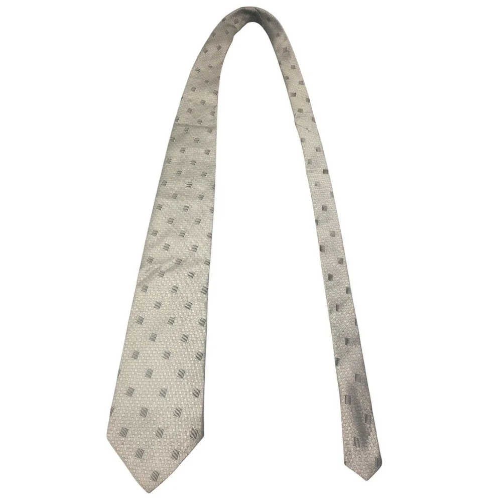 Daniel Craig DC Luxury Tie Geometric Print Italian Silk Necktie Brushed Nickel